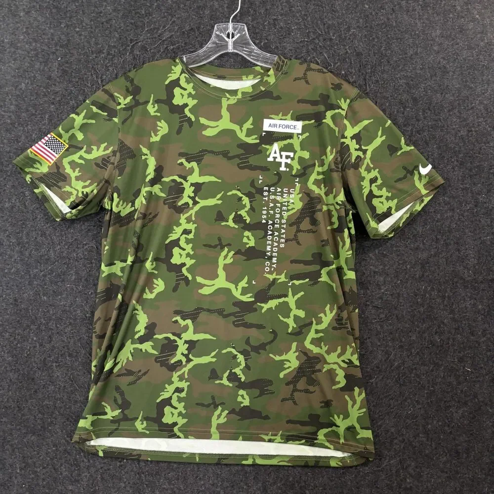 Air Force Falcons Shirt Men's Large Green Camo Dri-FIT Nike Military Football